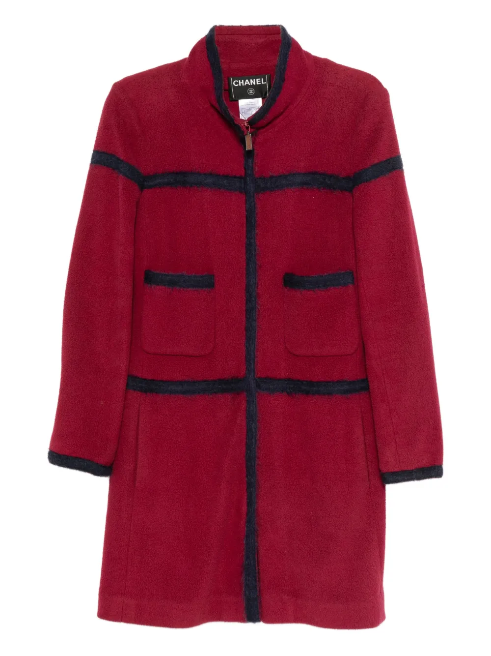 CHANEL Pre-Owned fleece-texture zip-fastening coat | Red | Image 1