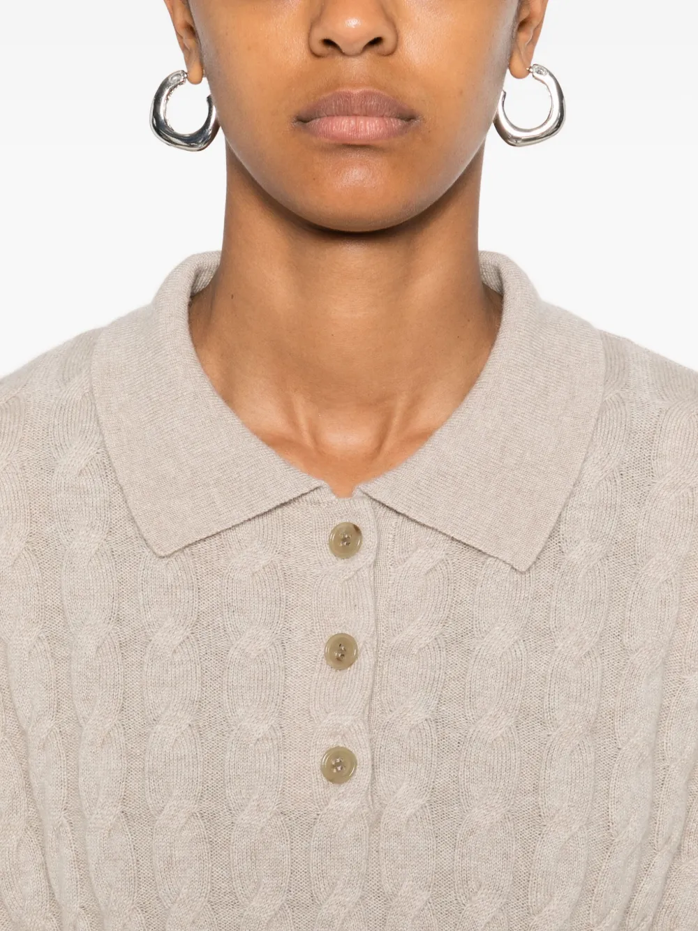 Lisa Yang cable-knit polo-neck jumper Beige