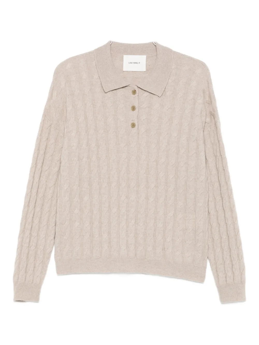 Lisa Yang cable-knit polo-neck jumper Beige