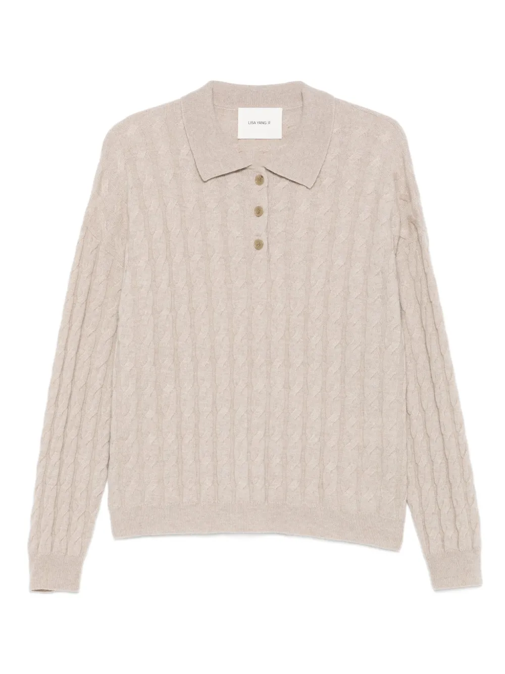 Lisa Yang cable-knit polo-neck jumper Beige