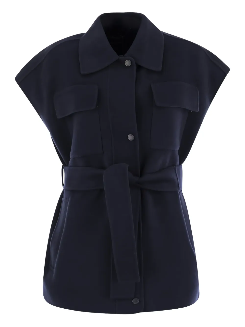Weekend Max Mara Gilet met ceintuur en zakken Blauw