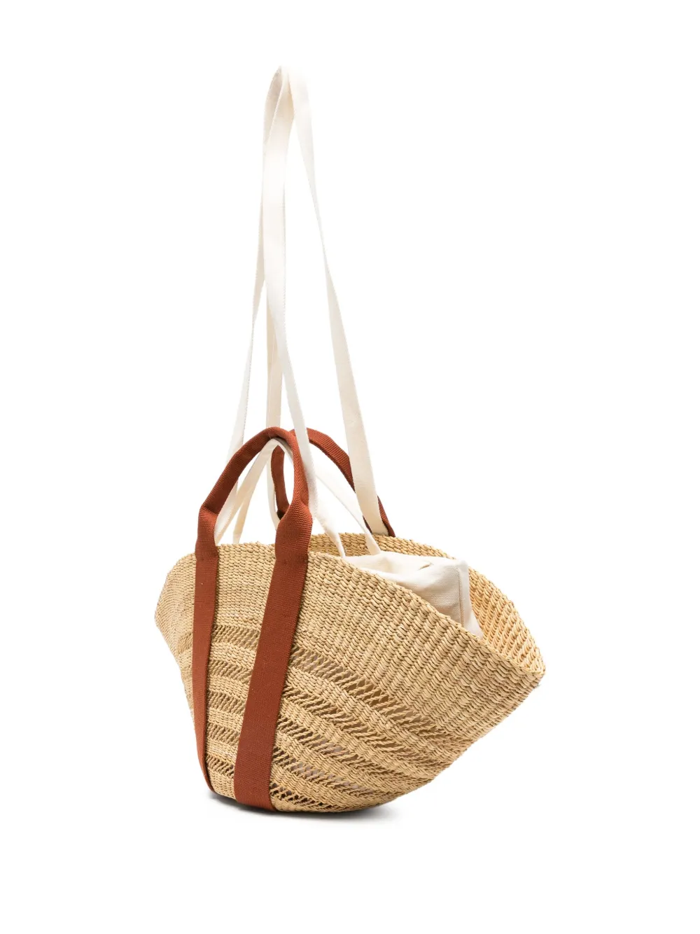 Muun Colette Leather-trimmed Straw Tote In Neutral