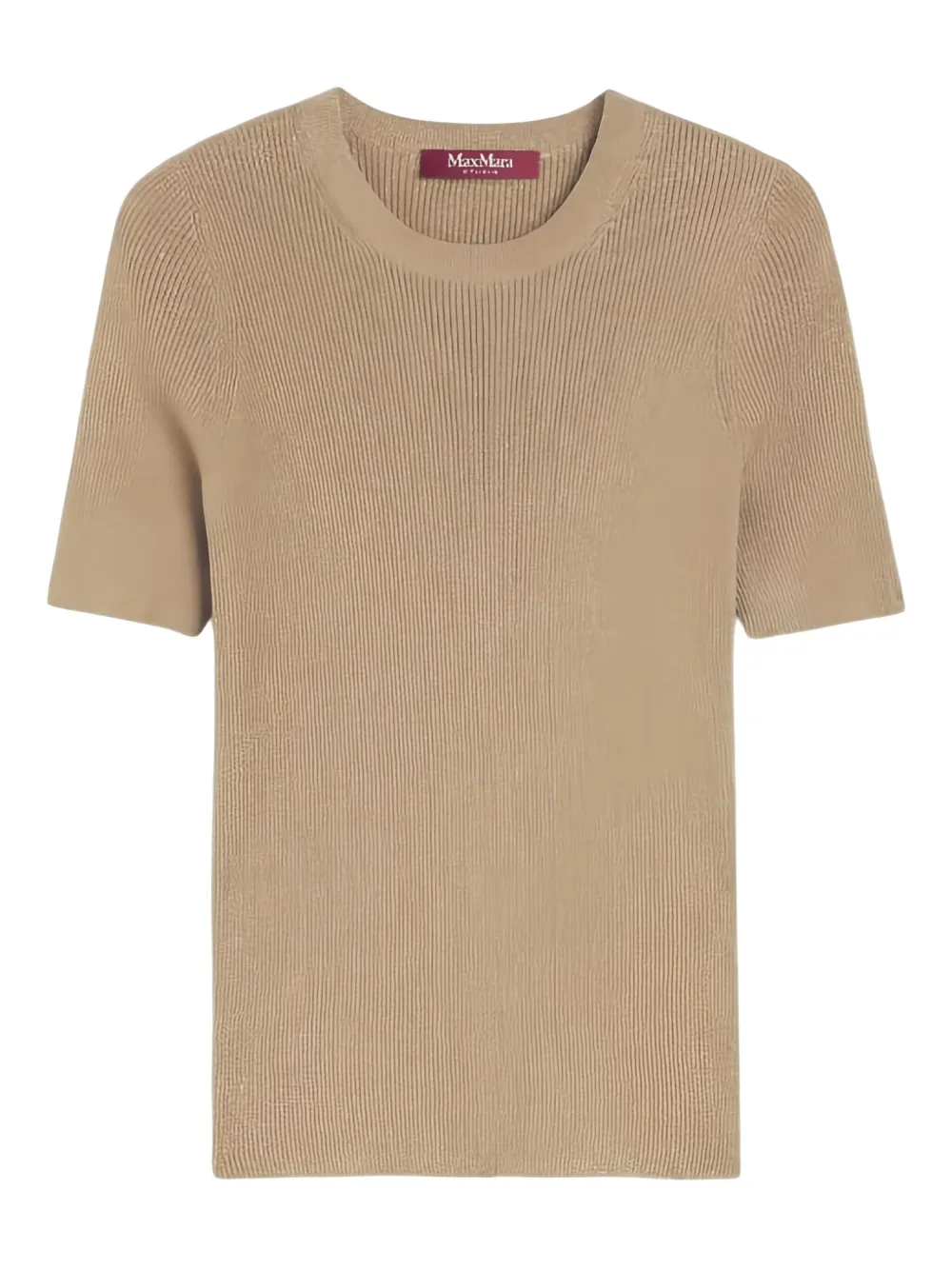 Max Mara Geribbelde trui met ronde hals Beige
