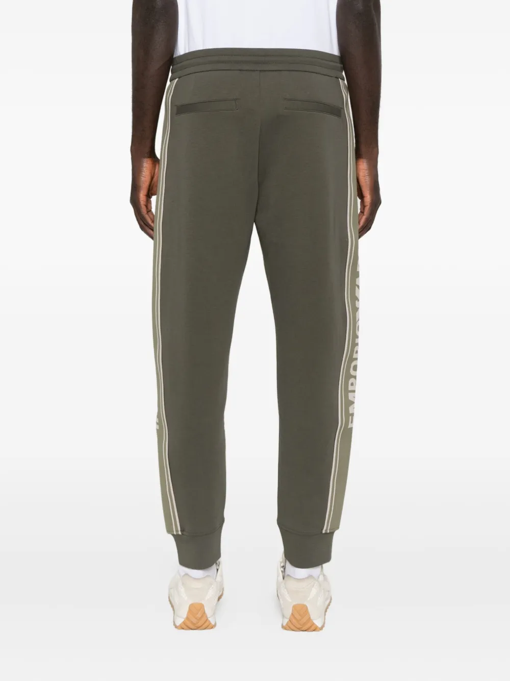 Emporio Armani Logo-detail Side-stripe Track Pants In Green