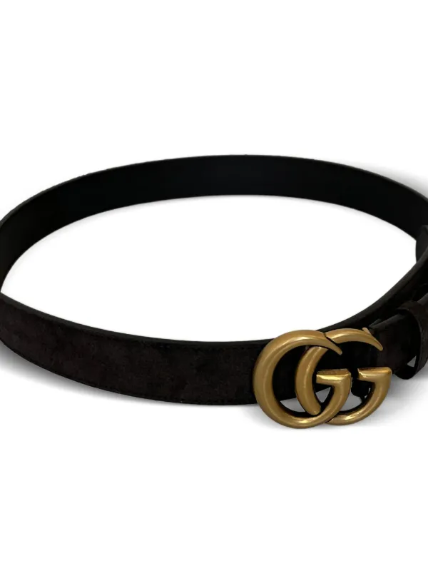 Gucci Interlocking G Suede Belt | Black | FARFETCH display picture 1