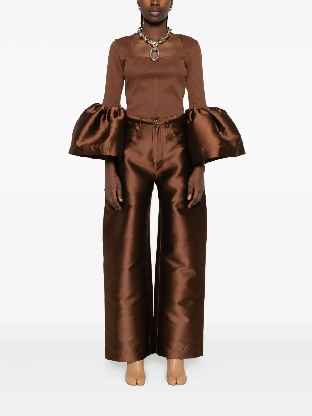 Marques' Almeida High-waist Trousers In Brown