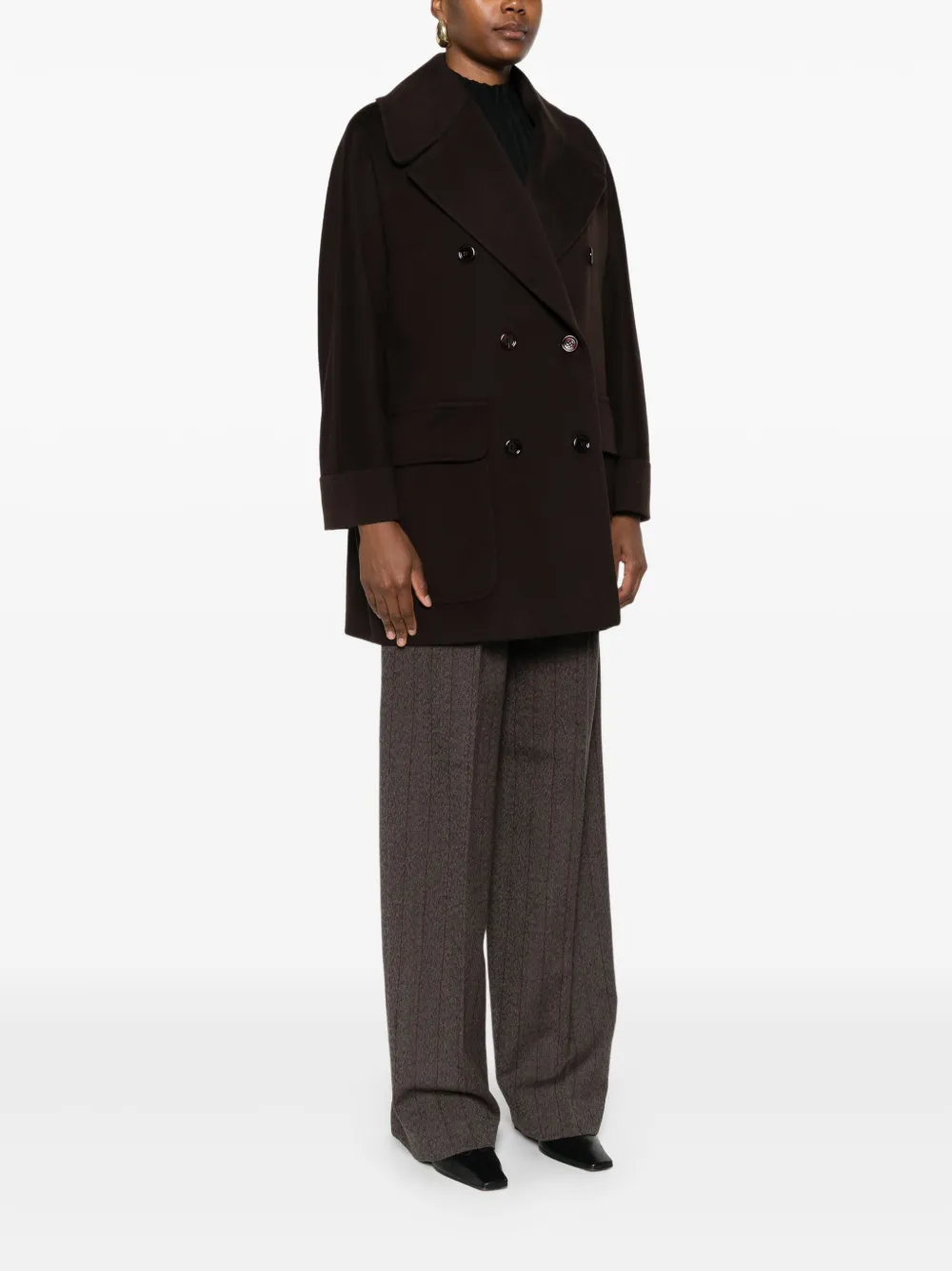 Tagliatore Double-breasted Patch-pocket Coat In Brown