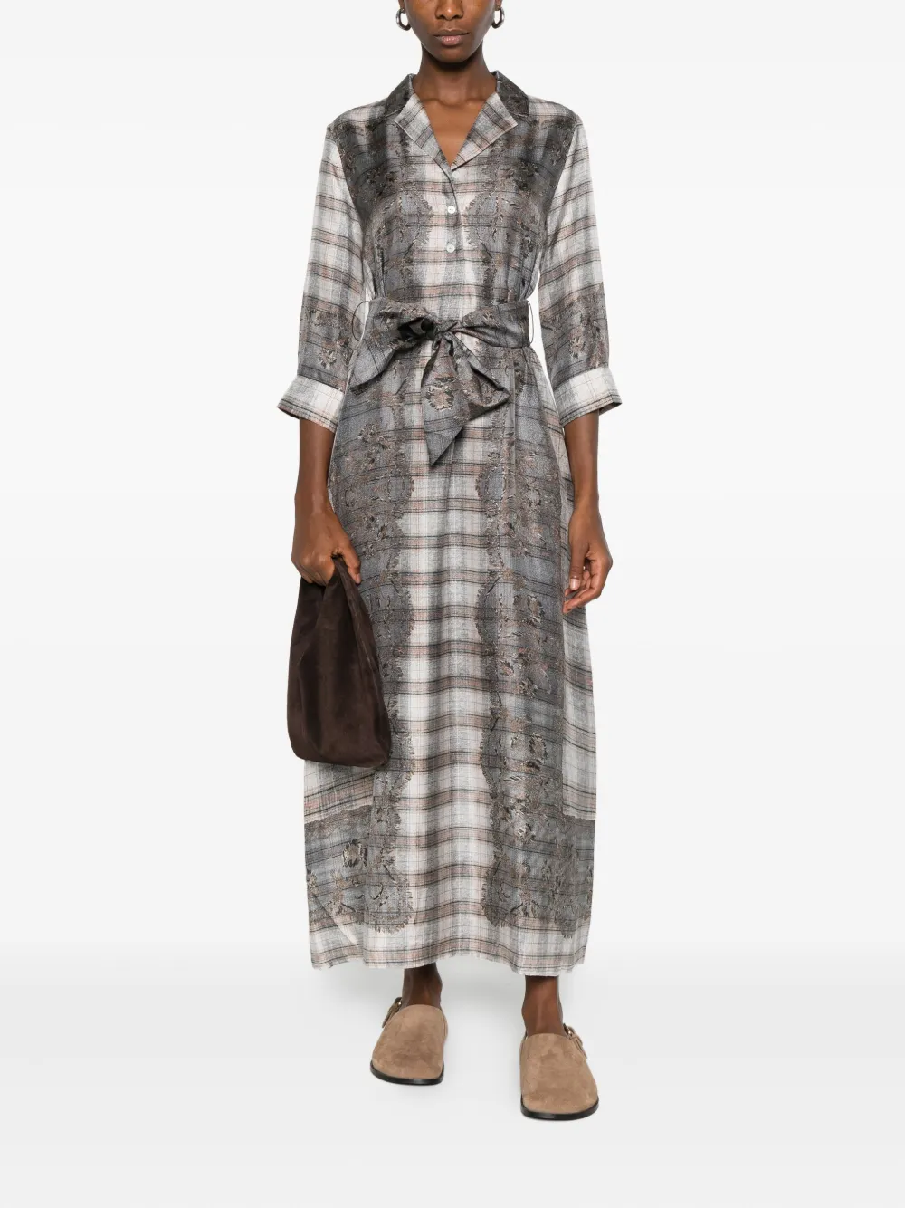 Pierre-Louis Mascia plaid-check embroidered dress - Grijs