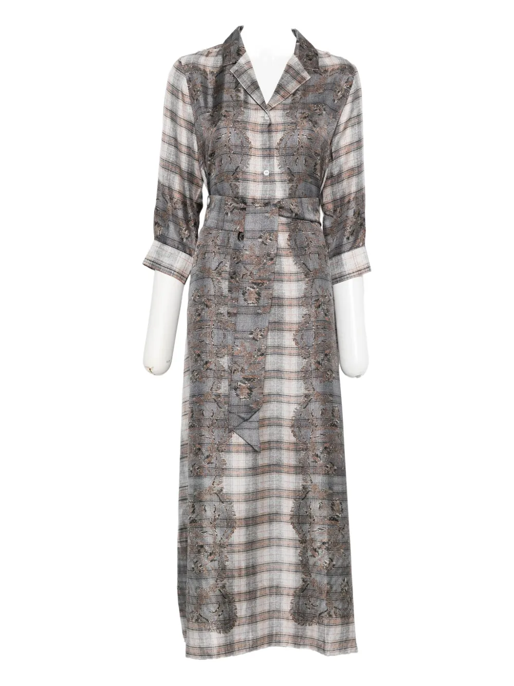 Pierre-Louis Mascia plaid-check embroidered dress - Grigio
