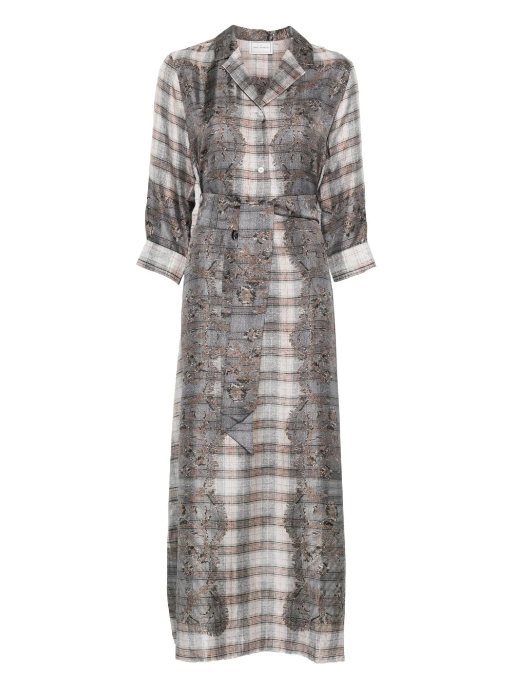 Pierre-Louis Mascia plaid-check embroidered dress - Grigio