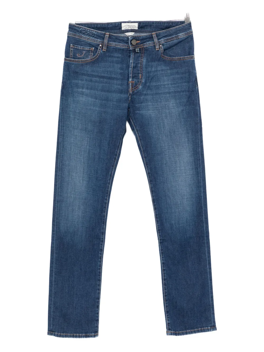 Jacob Cohen Five-pocket Embroidered-logo Jeans In Blue