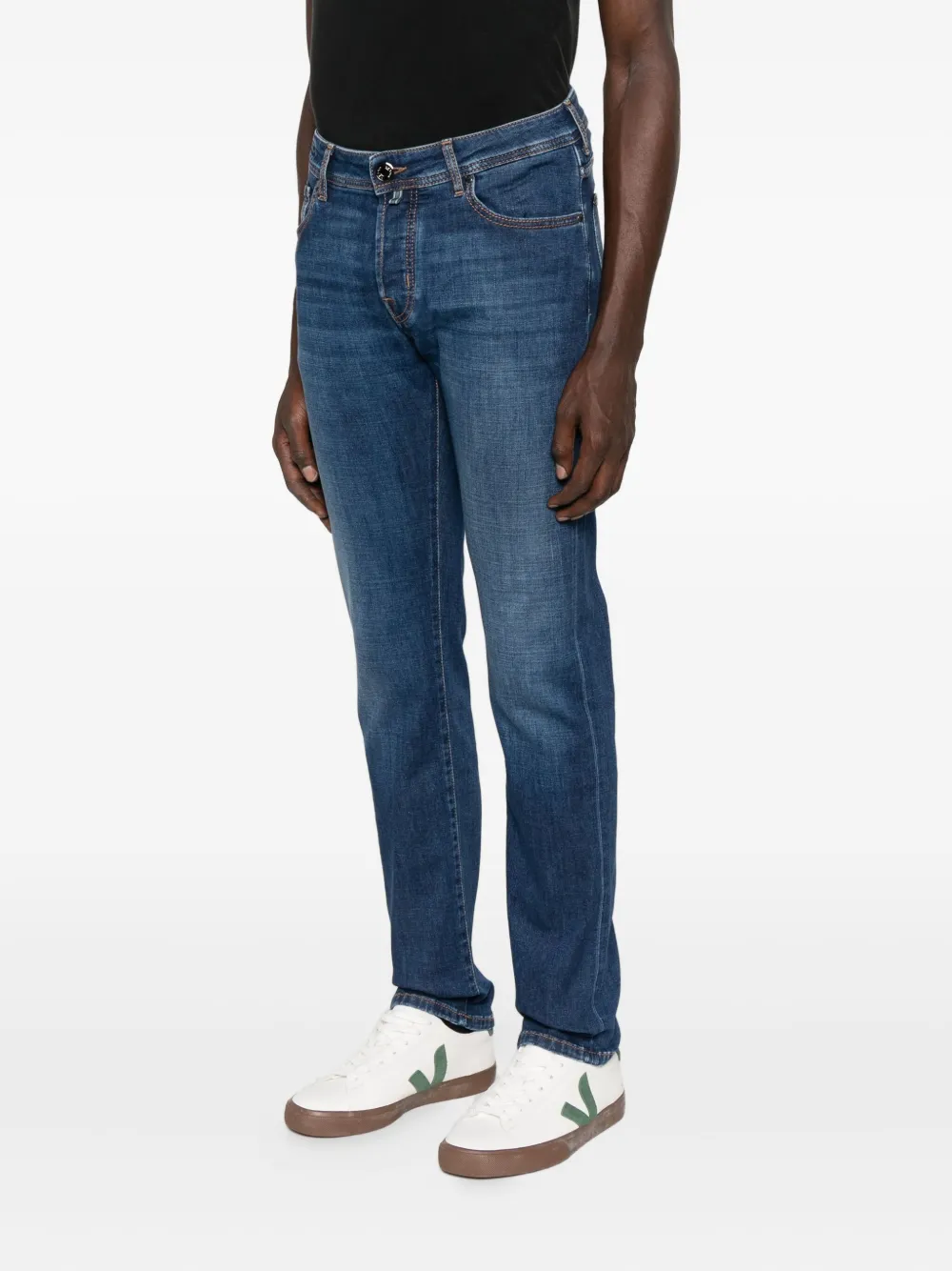 Jacob Cohën five-pocket embroidered-logo jeans Blauw