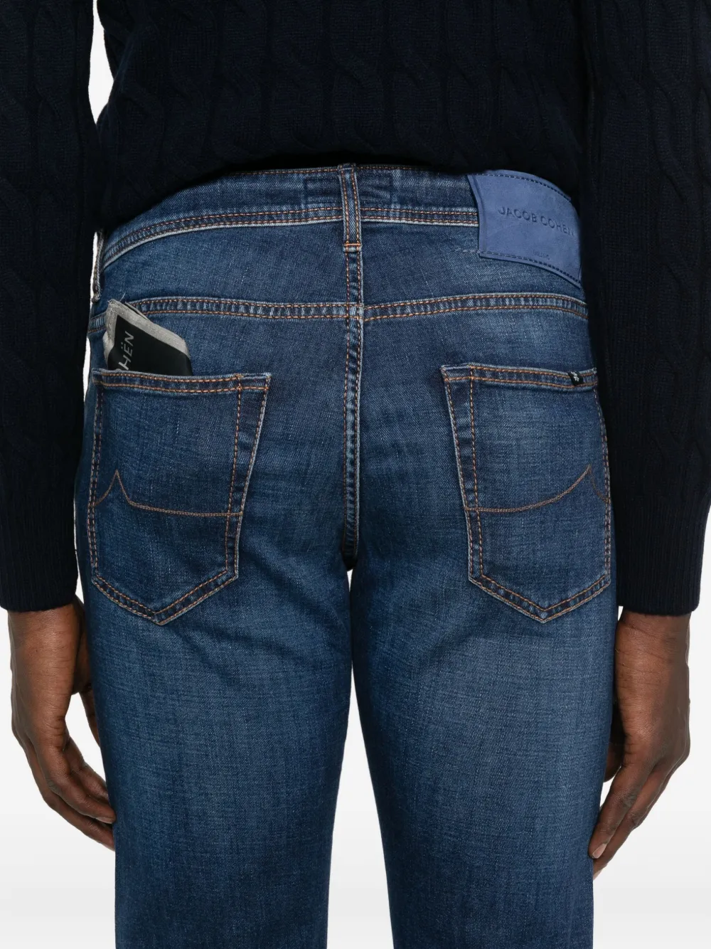 Jacob Cohën five-pocket embroidered-logo jeans Blauw