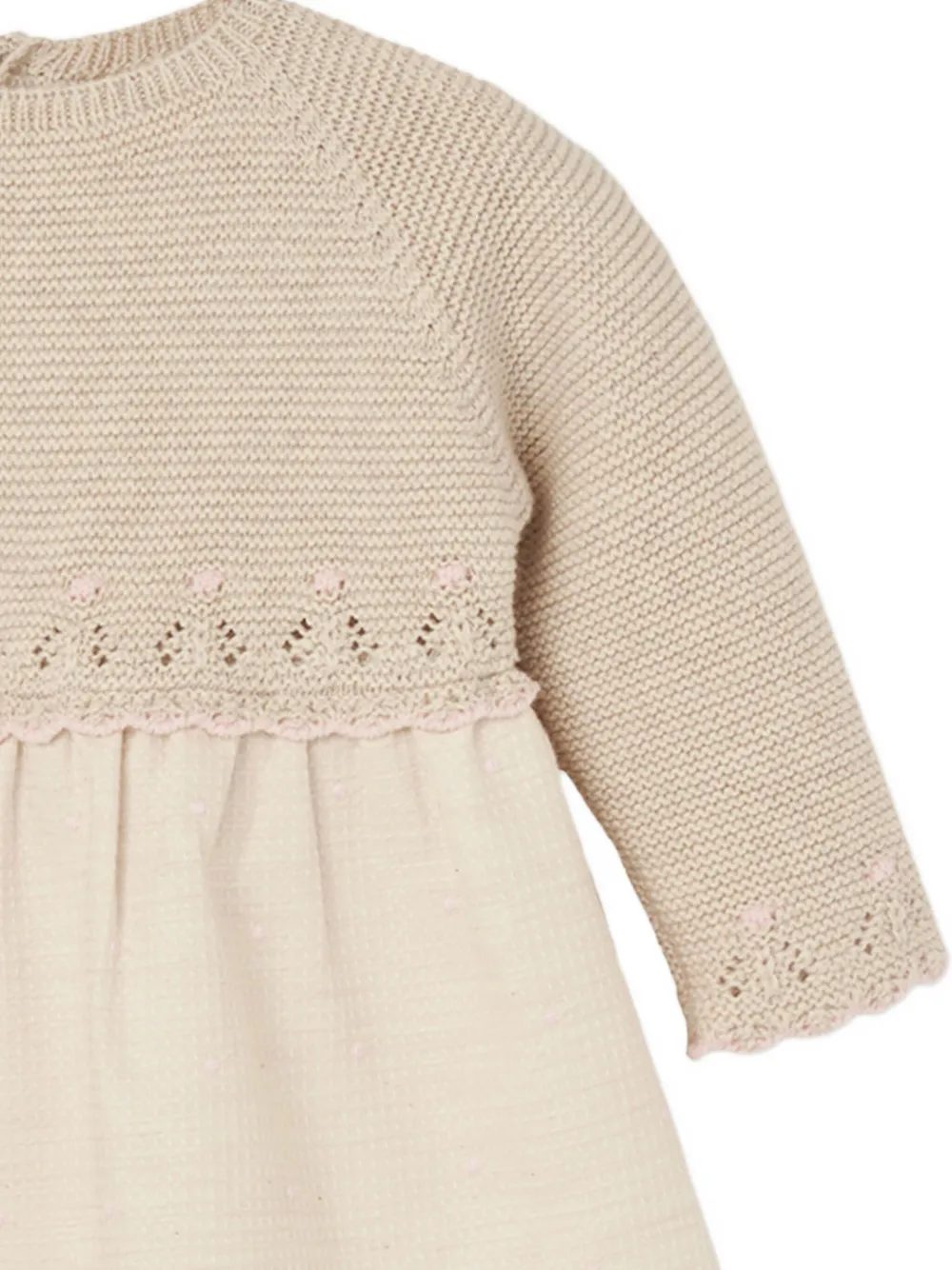Paz Rodriguez knitted lace-insert dress Beige