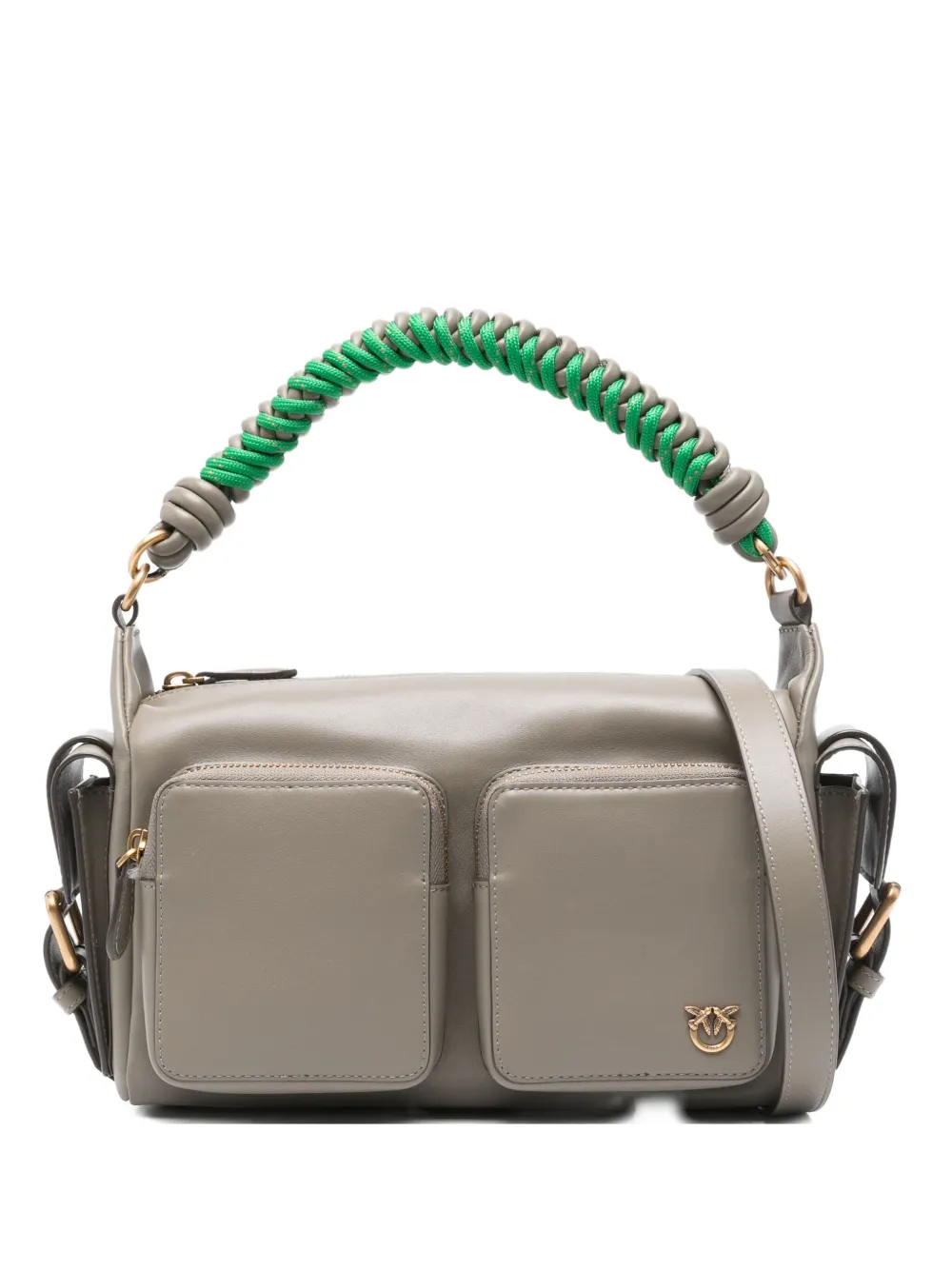 PINKO braided-handle pocket shoulder bag Beige