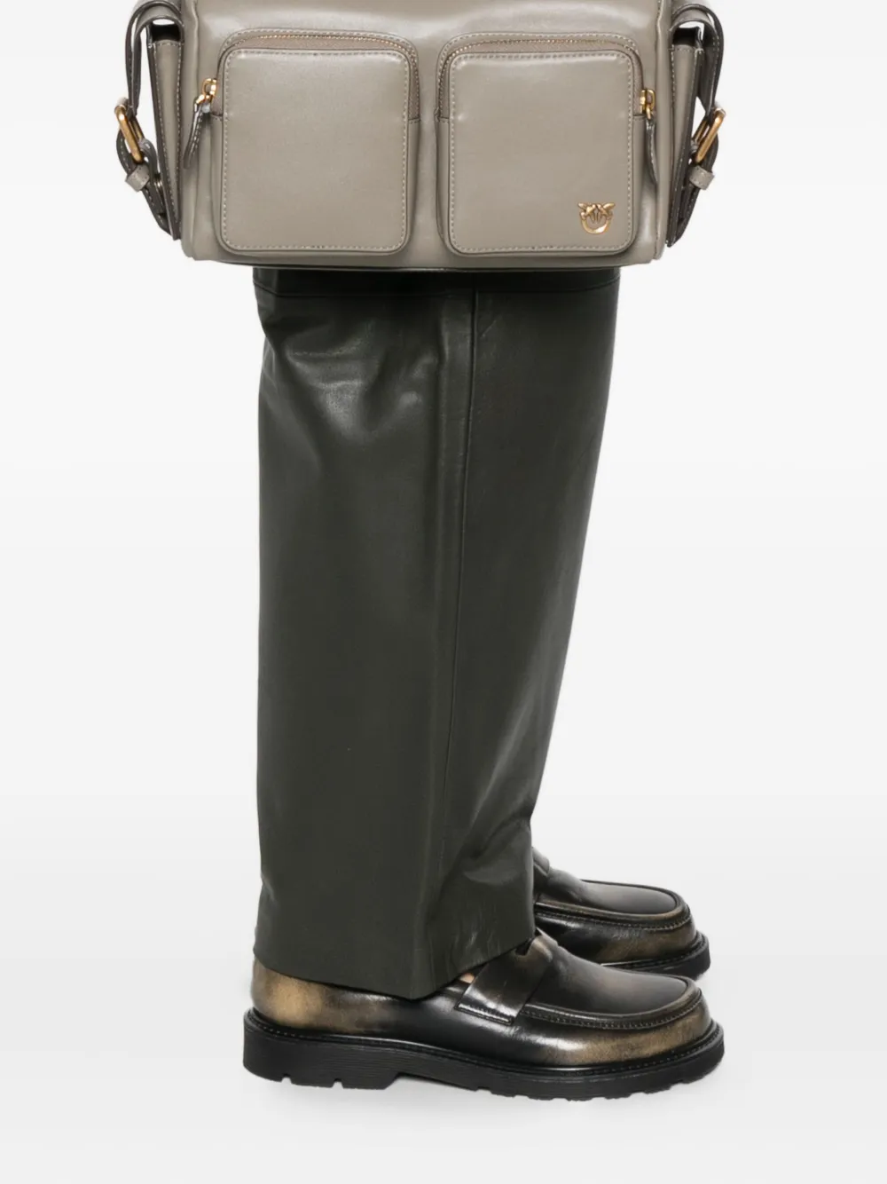 PINKO braided-handle pocket shoulder bag - Beige