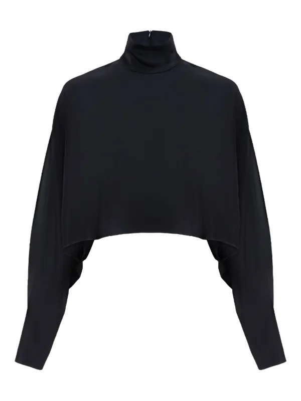 Lapointe High-neck Cropped Top in Black