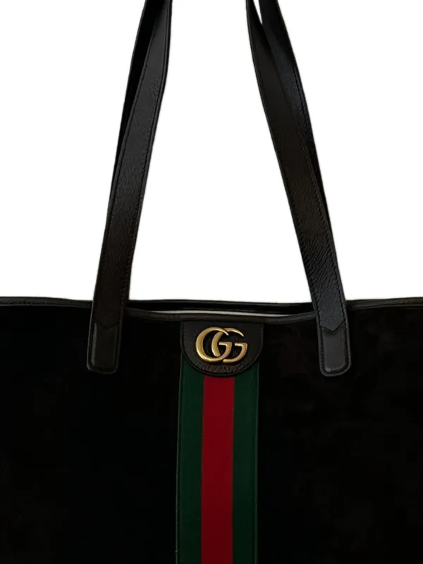 バッグ GUCCI SUEDE LEATHER TOTE HAND BAG Gucci Suede Stripe Tote Bag | Black | FARFETCH PL