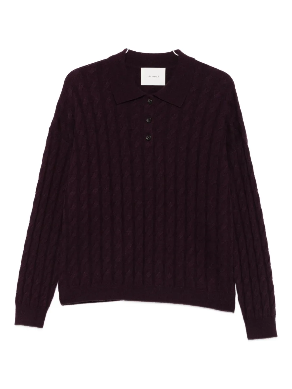 Lisa Yang cable-knit polo-neck jumper | Purple | Image 1