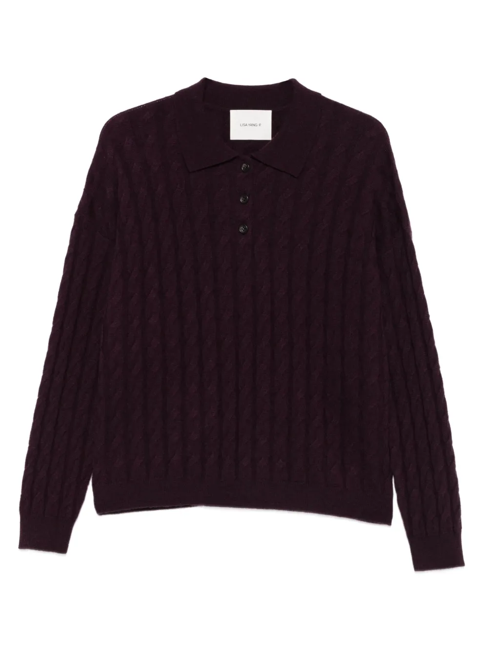 Lisa Yang cable-knit polo-neck jumper | Purple | Image 1