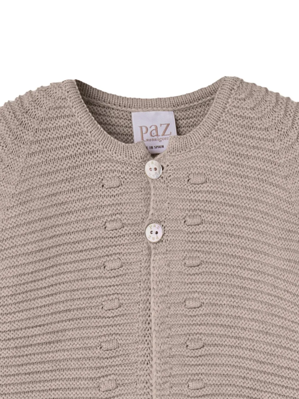 Paz Rodriguez Ribbed Button Cardigan In Neutral