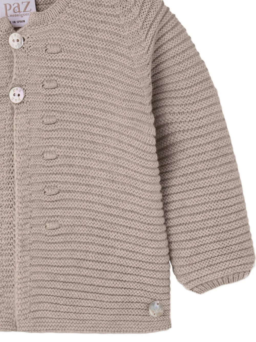 Paz Rodriguez Ribbed Button Cardigan In Neutral