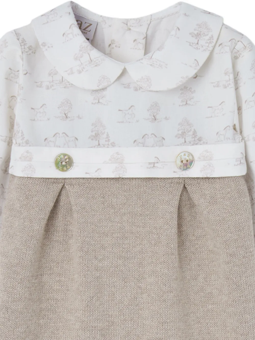 Paz Rodriguez Peter Pan collar babygrow - Beige