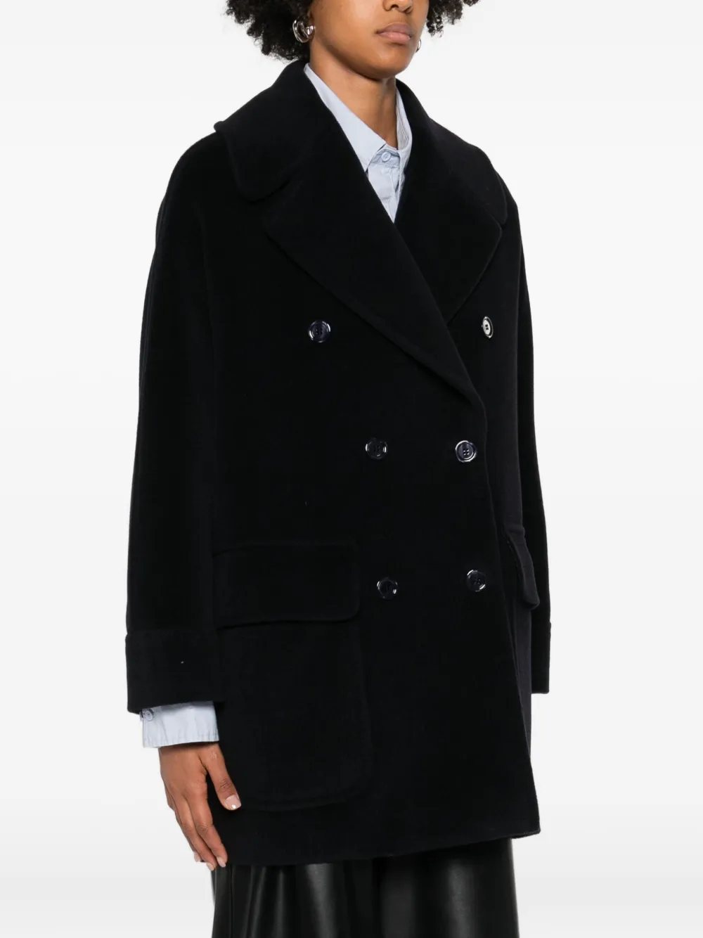Tagliatore Double-breasted Patch-pocket Coat In Black