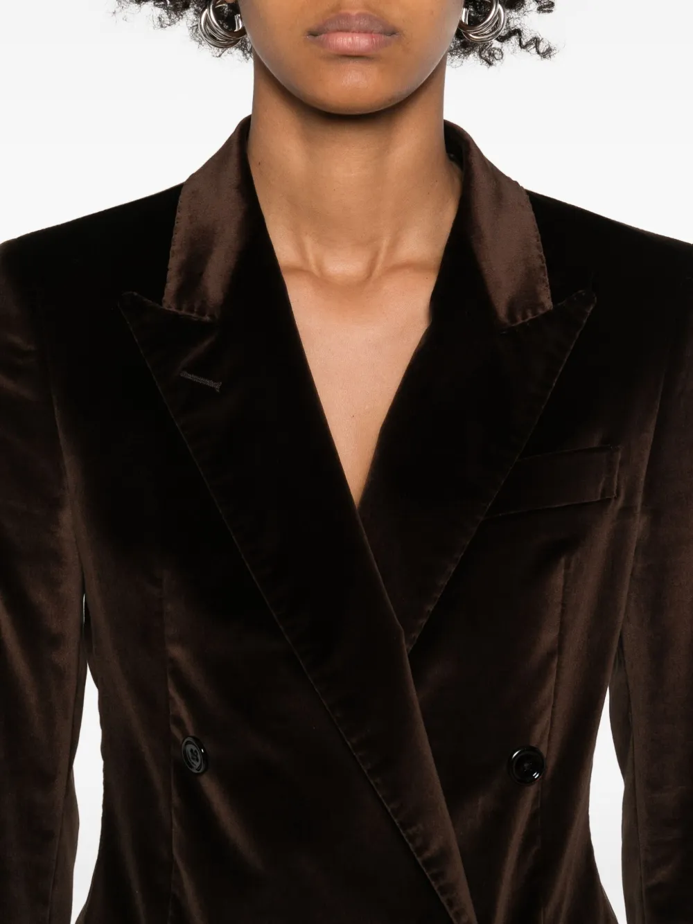 Tagliatore Long-sleeve Double-breasted Jacket In Brown