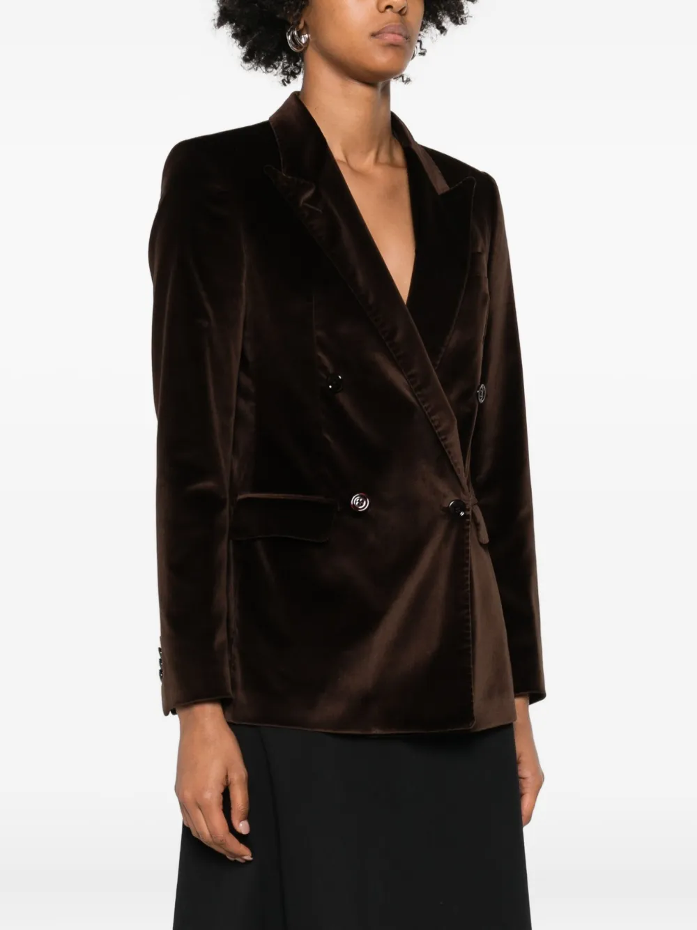 Tagliatore Long-sleeve Double-breasted Jacket In Brown
