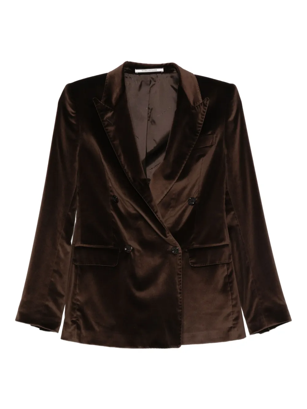 Tagliatore Long-sleeve Double-breasted Jacket In Brown