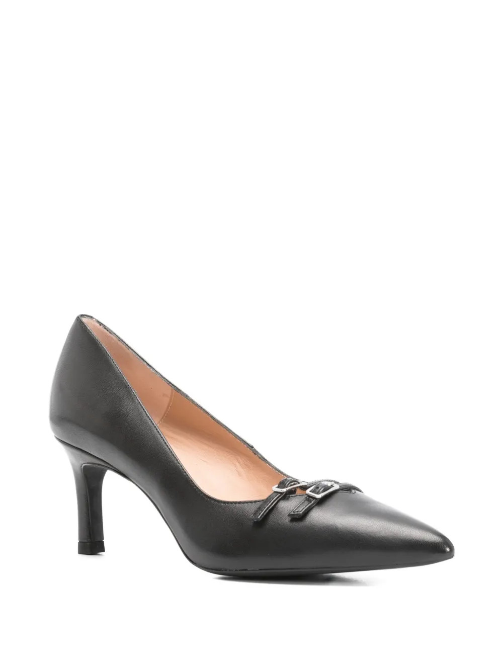 Unisa 70mm Pointed-toe Buckle-detailing Heeled Pumps In Black