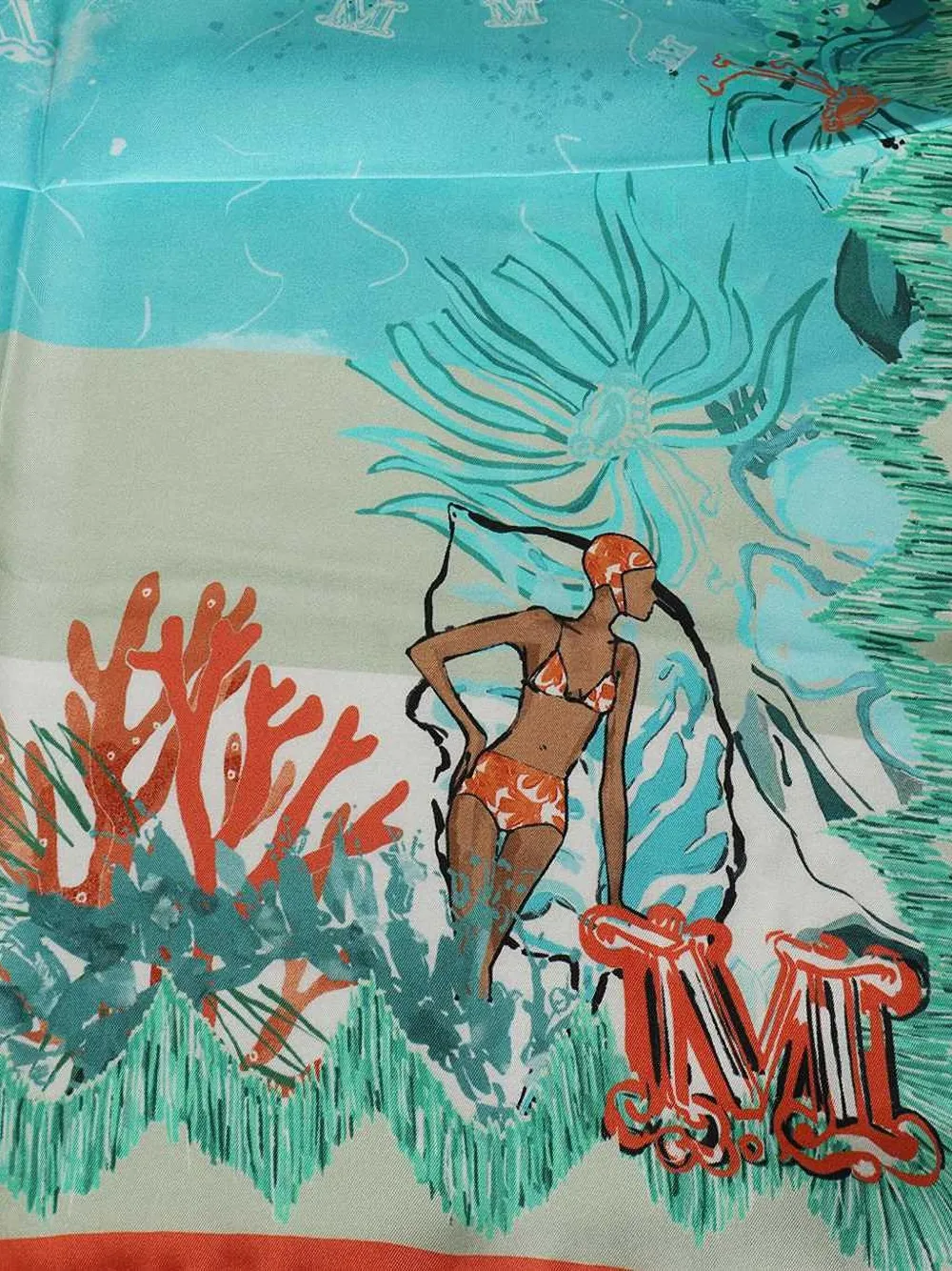 Max Mara beach-print silk scarf Veelkleurig
