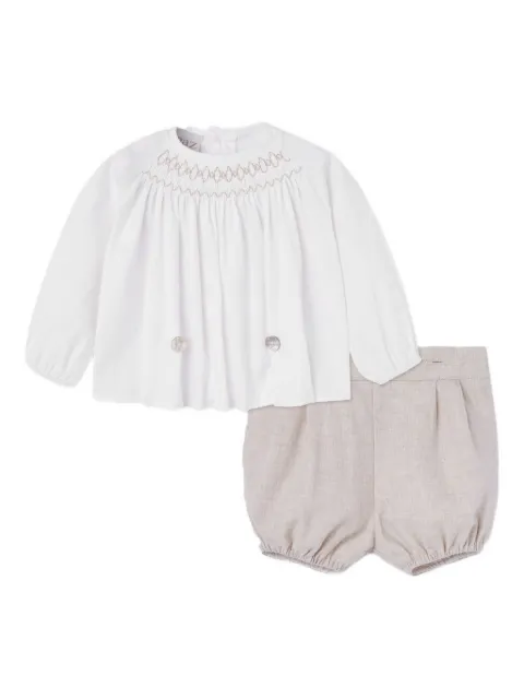 Paz Rodriguez smocking-detail blouse shorts set