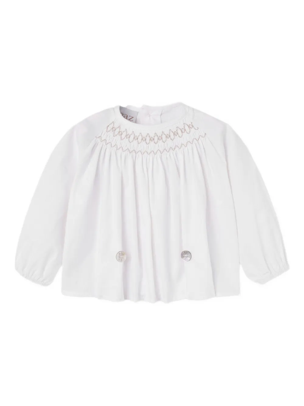Paz Rodriguez smocking-detail blouse shorts set Beige