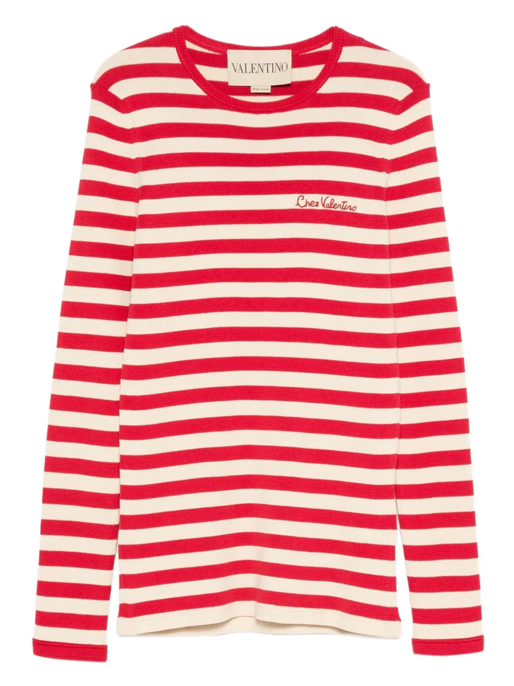 Valentino Garavani striped long-sleeve top | Red | Image 1