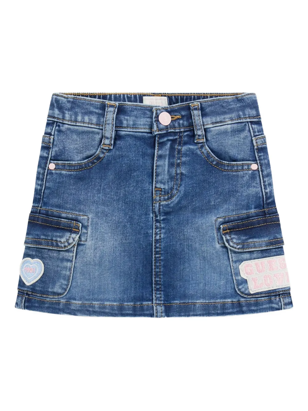 guess kids patch pocket denim skirt - ブルー guess kids patch pocket denim skirt - ブルー
