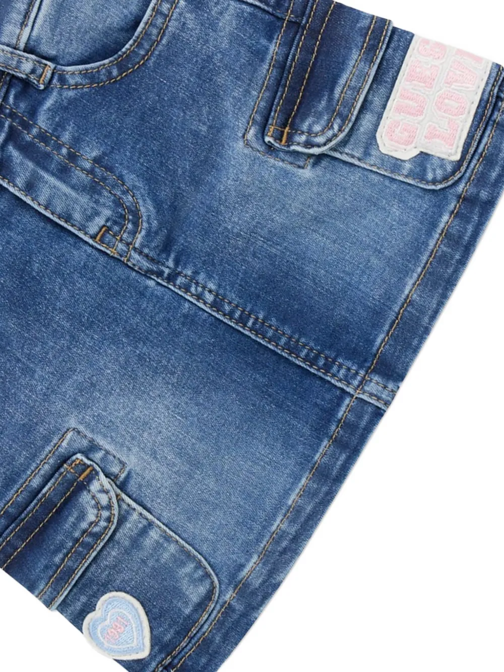 guess kids patch pocket denim skirt Blauw