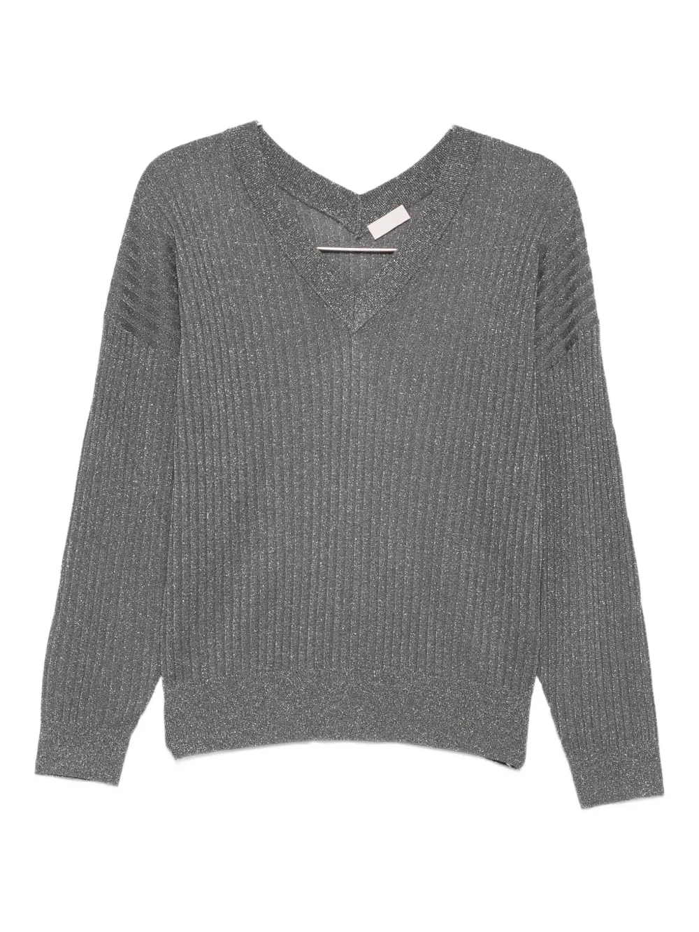 LIU JO metallic-effect ribbed sweater GRIGIO