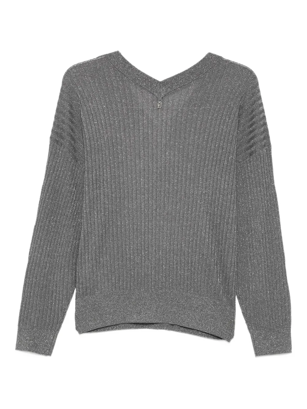 LIU JO metallic-effect ribbed sweater GRIGIO