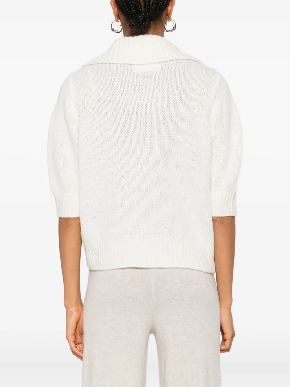 Lisa Yang wide-collar V-neck jumper Beige