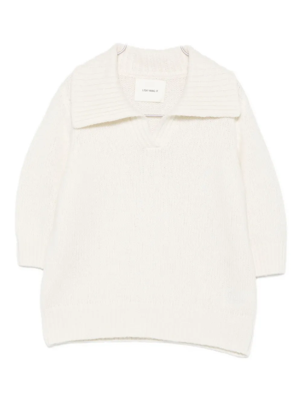 Lisa Yang wide-collar V-neck jumper Beige