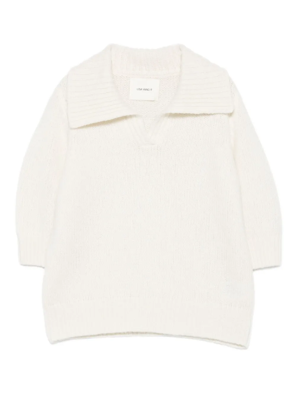 Lisa Yang wide-collar V-neck jumper Beige