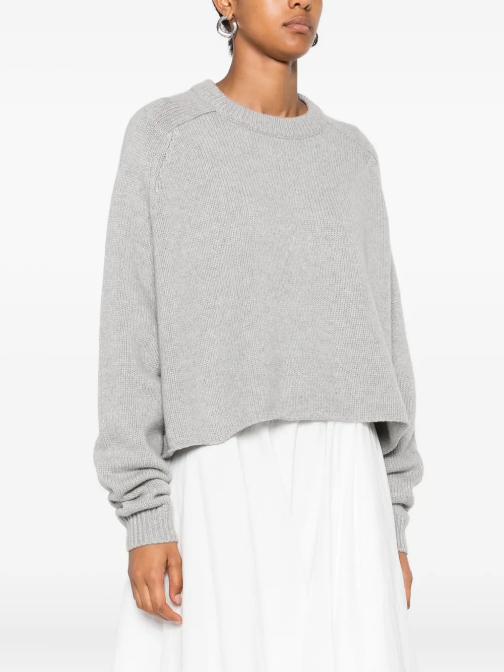 Lisa Yang cropped round-neck jumper Grijs