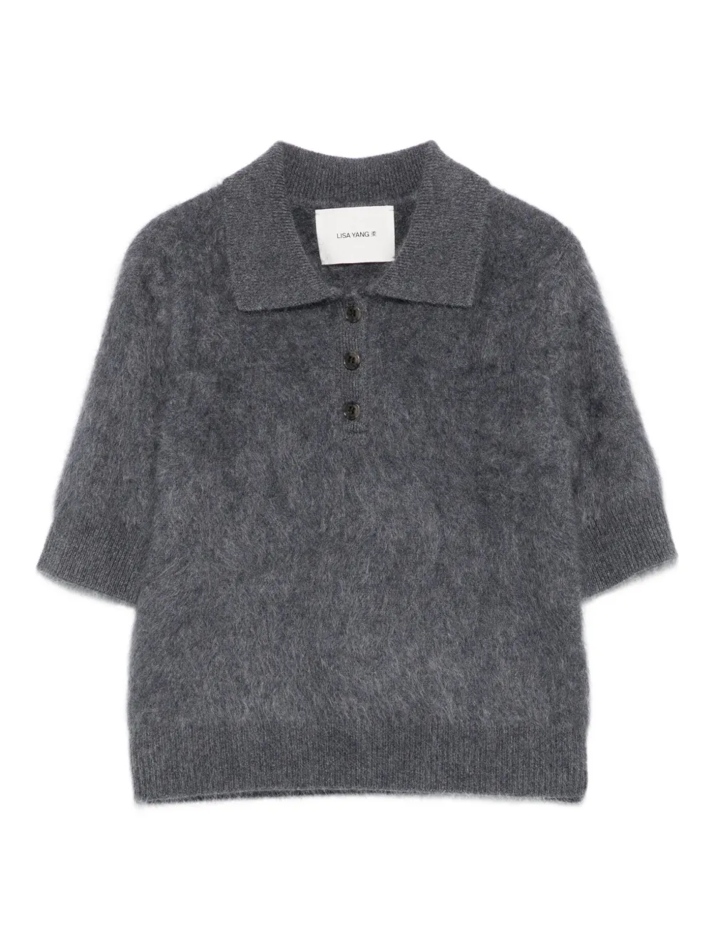 Lisa Yang Polotop met korte mouwen Grijs