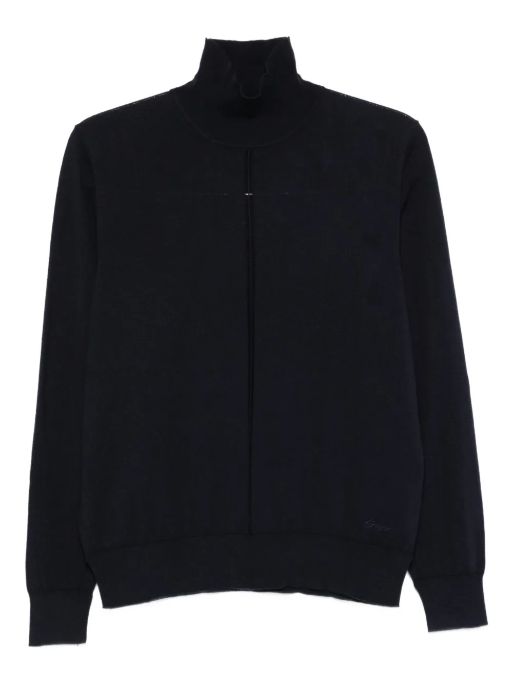 Hugo Boss Turtleneck Cotton-wool Blend Sweater In Blue