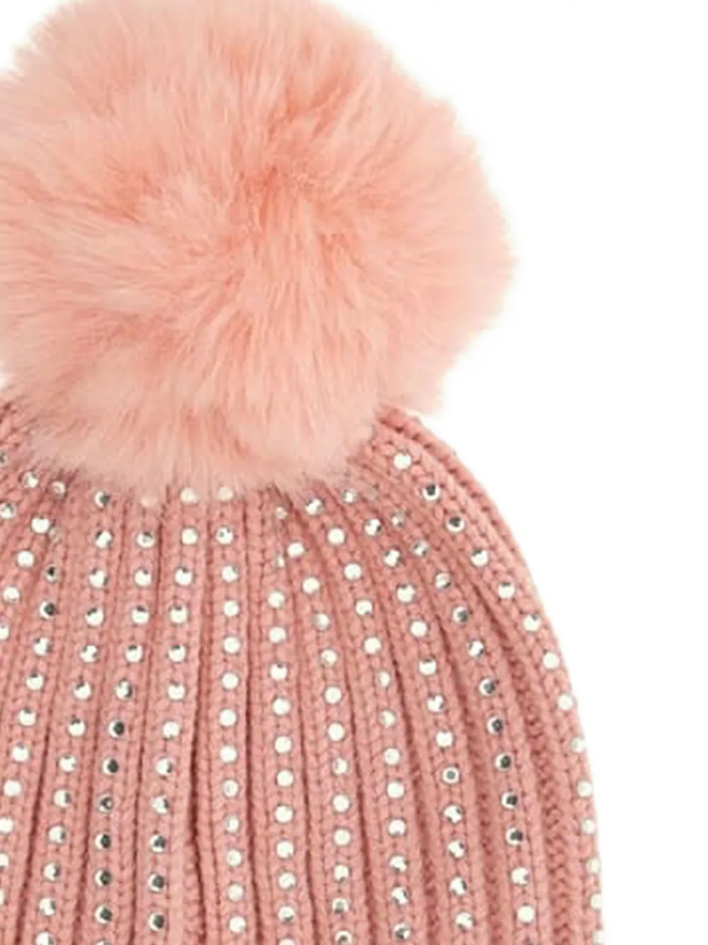 guess kids pom-pom embellished beanie Roze