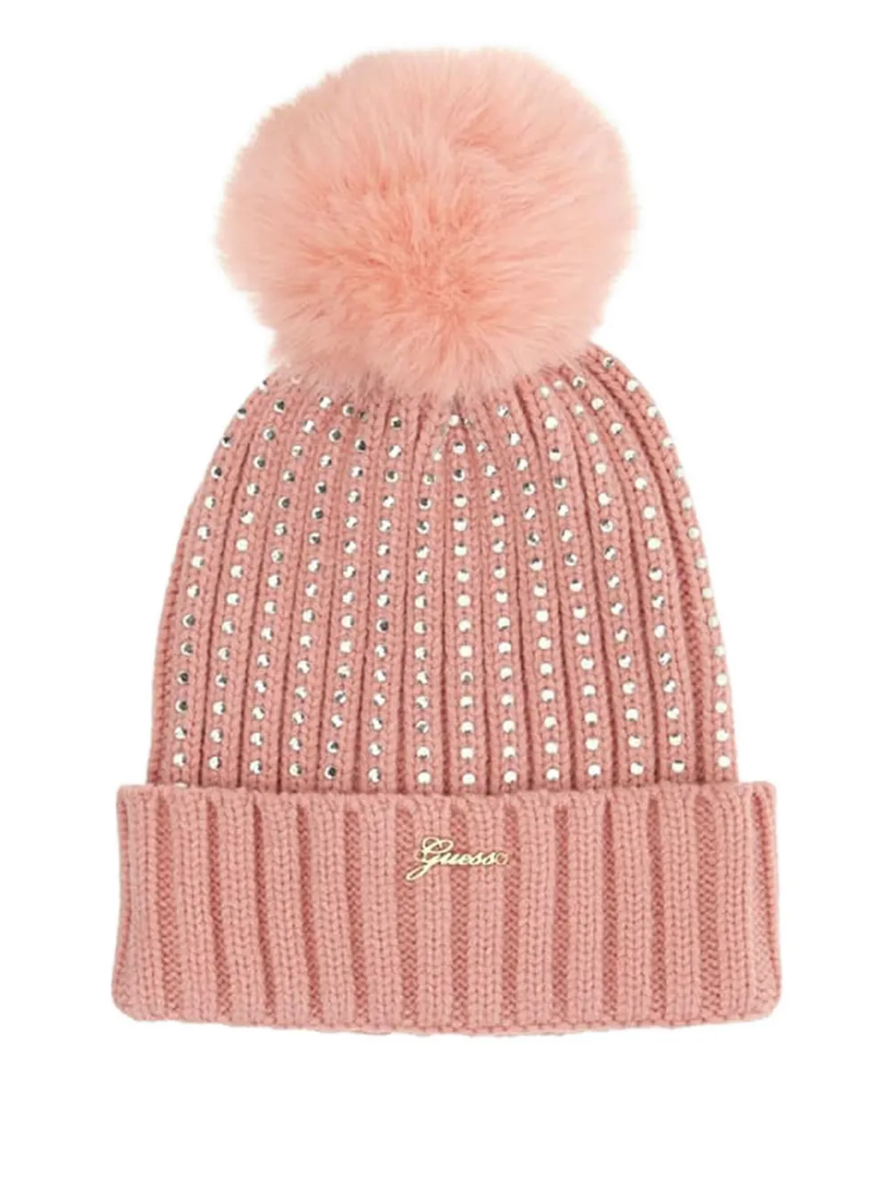 Guess kids pom-pom embellished beanie Roze