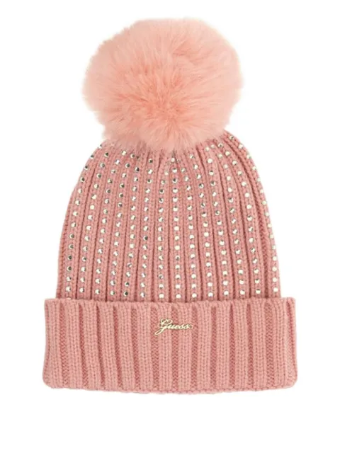 guess kids pom-pom embellished beanie