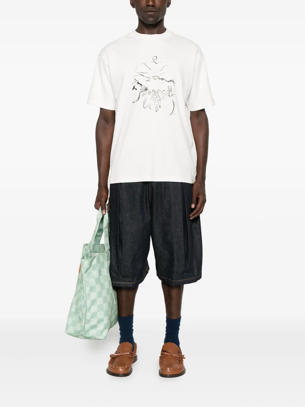 Drôle De Monsieur landscape-print T-shirt - Beige